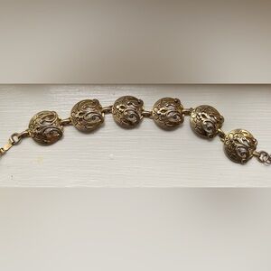 Antique Goldtone French Floral Bracelet - Belle Epoch